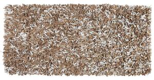 Barna-Szürke Bőr Shaggy szőnyeg 80 x 150 cm MUT