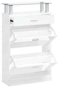 VidaXL magasfényű fehér szerelt fa cipőszekrény 63x24x104 cm