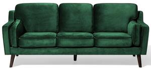 Elegáns 3 személyes zöld kárpitozott kanapé LOKKA