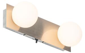 Modern falilámpa acél 28 cm IP44 2 lámpás - Cederic
