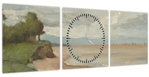 Kép - Jean-Baptiste-Camille Corot, Beach Near Etretat, reprodukciók (órával) (90x30 cm)