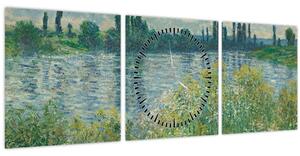 Kép - Claude Monet, Banks of the Seine, reprodukciók (órával) (90x30 cm)