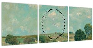 Kép - Alfred Sisley, Meadow, reprodukciók (órával) (90x30 cm)