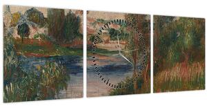 Kép - Auguste Renoir, Landscape at Vetheuil, reprodukciók (órával) (90x30 cm)