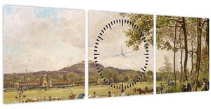 Kép - French 19th Century, Race Course at Longchamps, reprodukciók (órával) (90x30 cm)