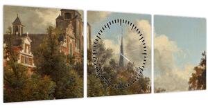 Kép - Jan van der Heyden, View Down a Dutch Canal, reprodukciók (órával) (90x30 cm)