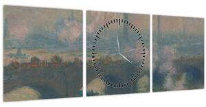 Kép - Claude Monet, Waterloo Bridge, Gray Day, reprodukciók (órával) (90x30 cm)