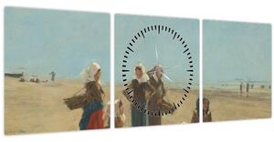 Kép - Eugène Boudin, Women on the Beach at Berck, reprodukciók (órával) (90x30 cm)