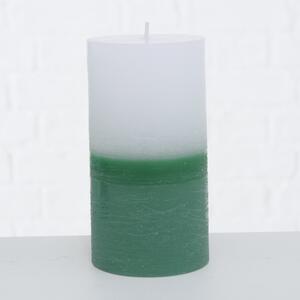 2 Darab Dekorációs Gyertya, Green Tall, Fehér / Zöld, Parafinból, Kerek Ø7,5xM5,5 cm
