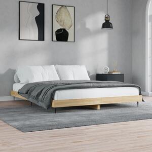 Sonoma tölgy színű szerelt fa ágykeret matrac nélkül 150x200 cm