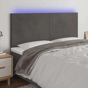 VidaXL sötétszürke bársony LED-es fejtámla 180x5x118/128 cm