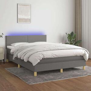 VidaXL sötétszürke szövet rugós és LED-es ágy matraccal 140x200 cm