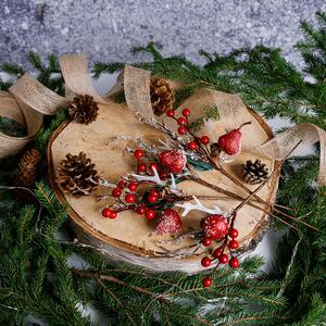 KONDELA Karácsonyi gallyak, 4 db-os szett, 30 cm, fehér/piros, GREN SET TYP 1