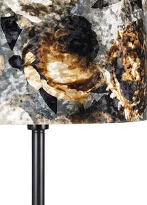 Klasszikus állólámpa fekete színű árnyalatú virágok 40 cm - Simplo