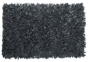 Fekete Shaggy Hosszúszőrű Szőnyeg Bőr 140x200 cm MUT