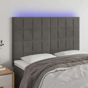 VidaXL sötétszürke bársony LED-es fejtámla 144x5x118/128 cm