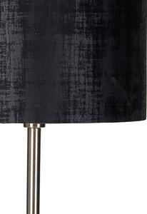 Modern állólámpa acél fekete szövet árnyalat 40 cm - Simplo