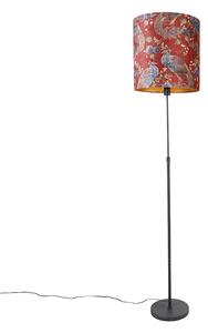 Állólámpa fekete árnyalatú páva design piros 40 cm - Parte