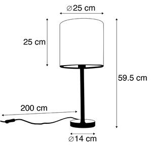 Modern asztali lámpa fekete, barna árnyalattal 25 cm - Simplo