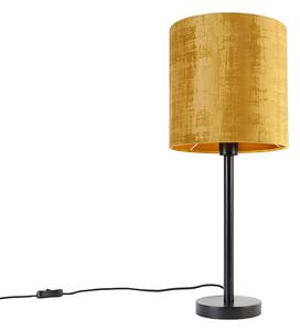 Modern asztali lámpa fekete, arany búrával 25 cm - Simplo