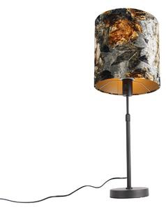 Fekete asztali lámpa ernyős virágokkal 25 cm állítható - Parte