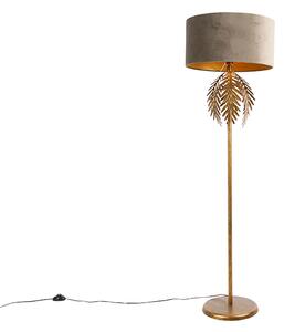 Vintage állólámpa arany bársony árnyalatú taupe 50 cm - Botanica