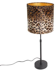 Asztali lámpa fekete bársony árnyalatú leopárd kivitel 25 cm - Parte