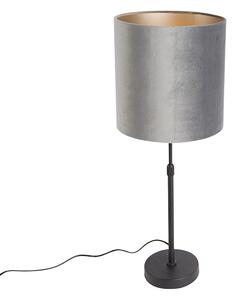 Modern asztali lámpa fekete szövet búra szürke 25 cm állítható - Parte