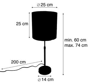 Modern asztali lámpa fekete szövet búra szürke 25 cm állítható - Parte