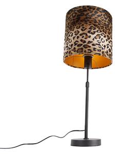 Asztali lámpa fekete bársony árnyalatú leopárd kivitel 25 cm - Parte