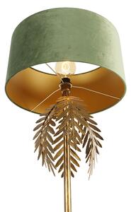 Vintage állólámpa arany velúr árnyalatú zöld színnel - Botanica