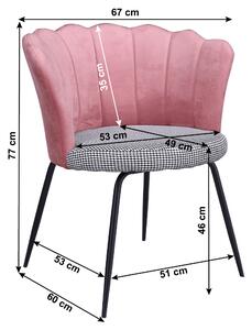 KONDELA Dizájn fotel, Art-deco, szövet rózsaszín/mintás, NELIN