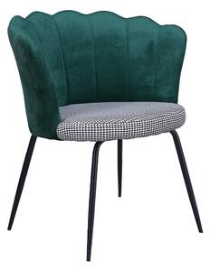 Dizájn fotel, Art-deco, szövet smaragd/mintás, NELIN