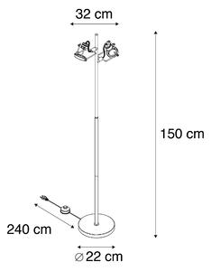 Ipari állólámpa acél 2-lámpa - Suplux