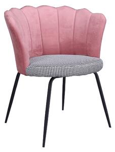 Dizájn fotel, Art-deco, szövet rózsaszín/mintás, NELIN