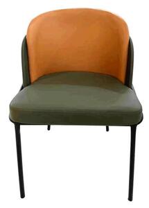 Dizájn fotel, zöld/narancssárga, ekobőr, GANON