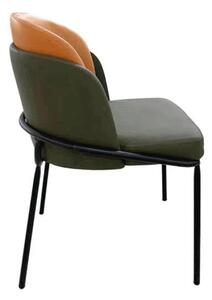 Dizájn fotel, zöld/narancssárga, ekobőr, GANON