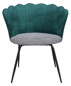 KONDELA Dizájn fotel, Art-deco, szövet smaragd/mintás, NELIN