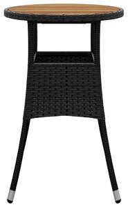 VidaXL fekete akácfa és polyrattan kerti asztal Ø60 x 75 cm