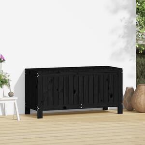 VidaXL fekete tömör fenyőfa kerti tárolóláda 108x42,5x54 cm