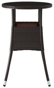 VidaXL barna polyrattan és edzett üveg kerti asztal Ø60 x 75 cm