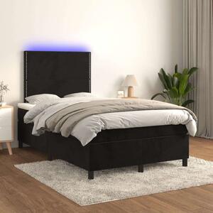 VidaXL fekete bársony rugós és LED-es ágy matraccal 120x200 cm