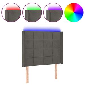 VidaXL sötétszürke bársony LED-es fejtámla 103x16x118/128 cm