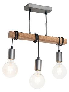 Ipari függő lámpa fa acélból 3 -könnyű - Gallow