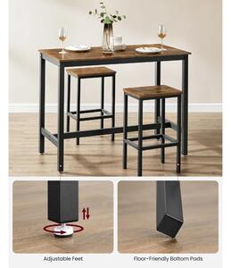 Bárasztal készlet két székkel, rusztikus barna 120x60x90cm/40x30x65cm