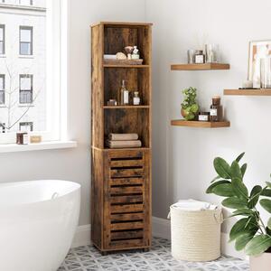 Magas tároló szekrény, fürdőszoba szekrény, rusztikus barna 40x30x167cm