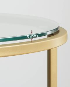 Kerek lerakóasztal edzett üveglappal, arany 50x50x55cm