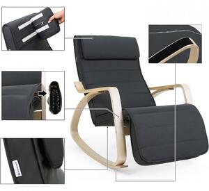 Hintaszék, nyírfából készült pihenő fotel, sötétszürke, natúr