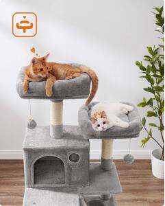 Macska kaparófa, többszintes, pihenőkosárral, fehér 55x45x165cm