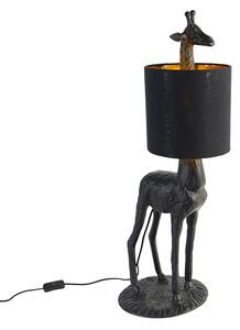 Vintage állólámpa fekete szövet árnyalatú fekete - Zsiráf